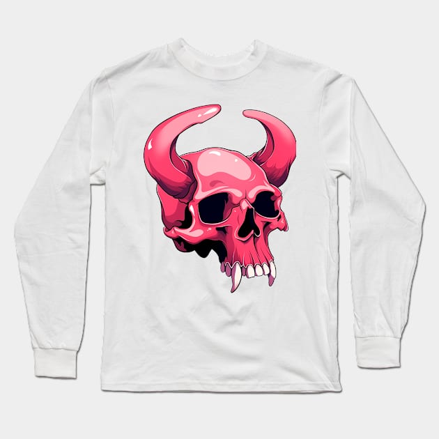 Demon Skull Long Sleeve T-Shirt by Chromatic Currents